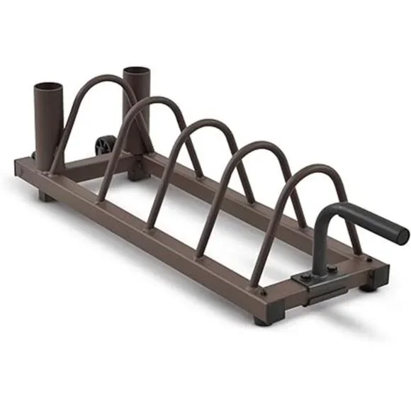 Horizontal Plate and Olympic Bar Rack Organizer with Steel Frame&Transport Wheel